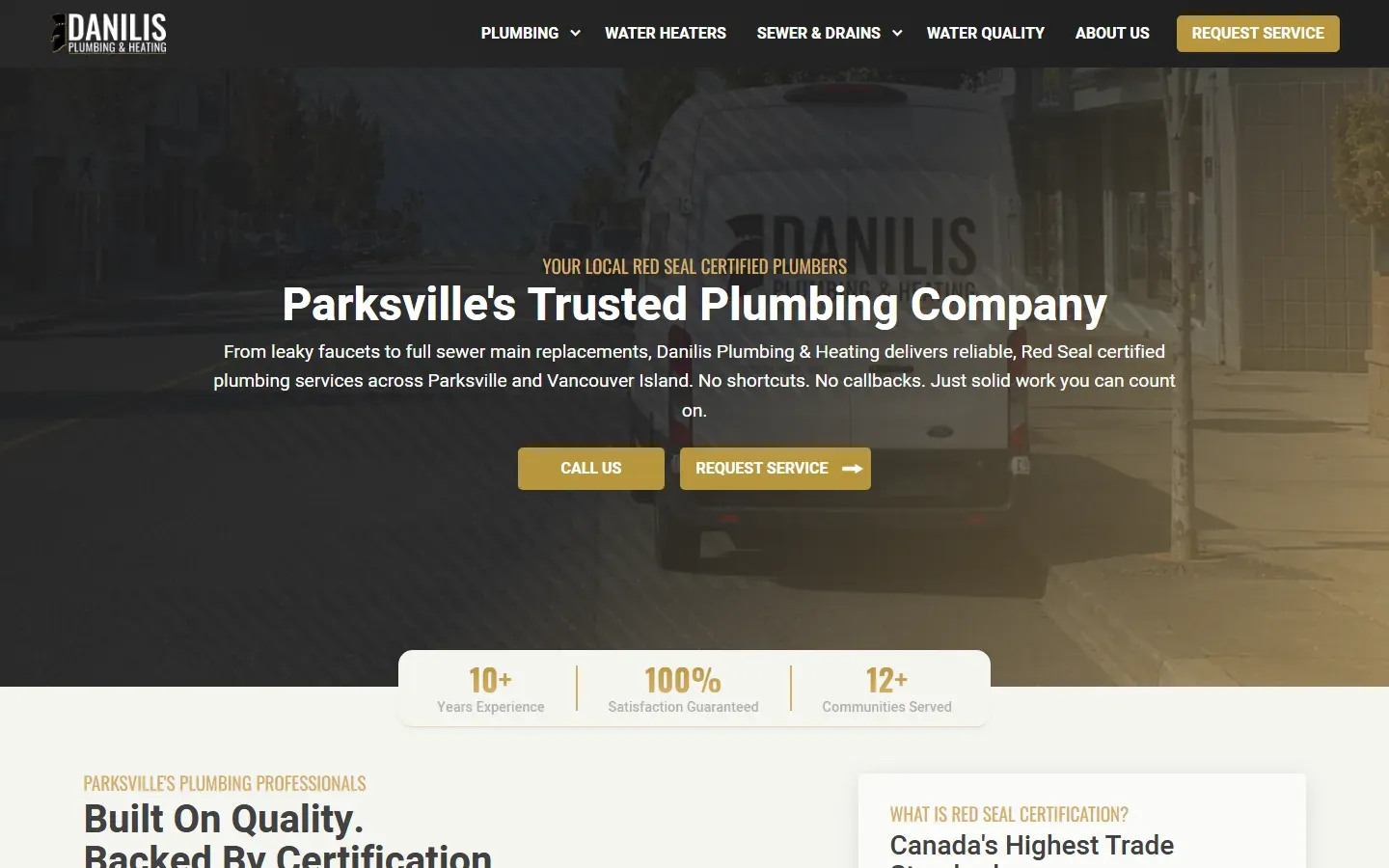 Danilis Plumbing website built by Rega Marketing