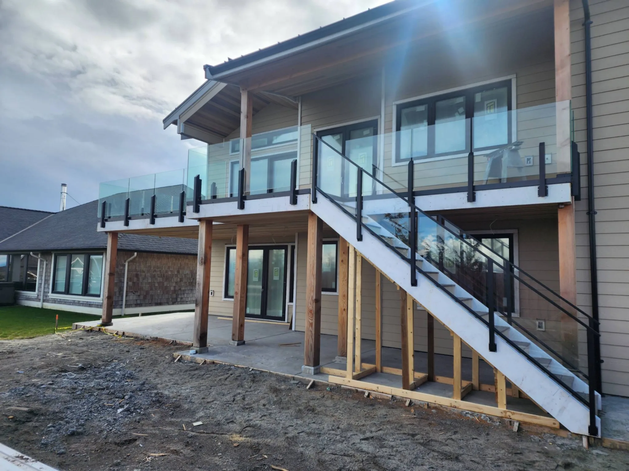 Deck railing installed by a Rega client