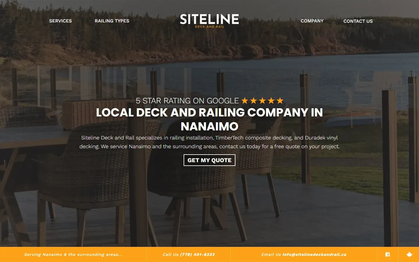 Siteline Deck and Rail website built by Rega Marketing